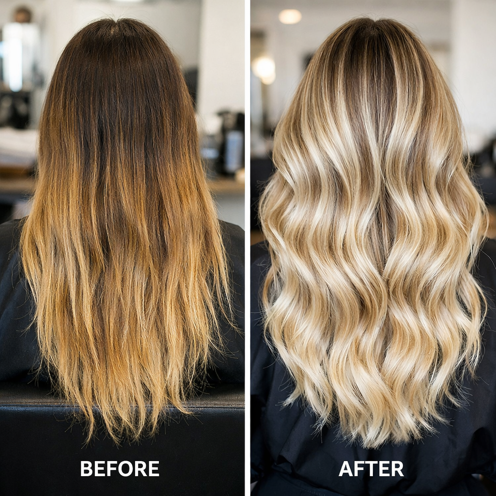 beautiful balayage transformation with blonde hair